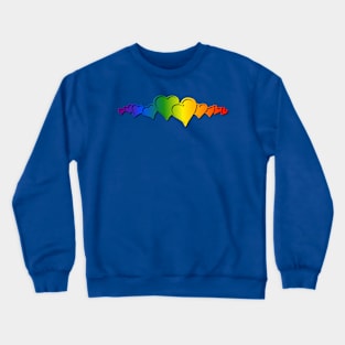 Gay Rainbow Hearts Row Crewneck Sweatshirt